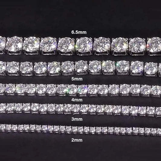 Moissanite Tennis Necklace 2/3/4/5/6.5mm | Solid 925 Sterling Silver Diamond Tennis Necklace for Women