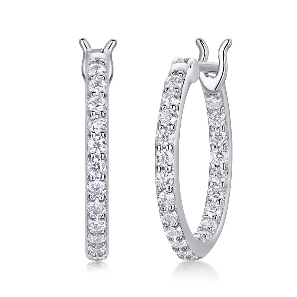 2mm Moissanite Earring, S925 Silver Plated 18k White Gold,  Wedding Hoop Earrings for Women