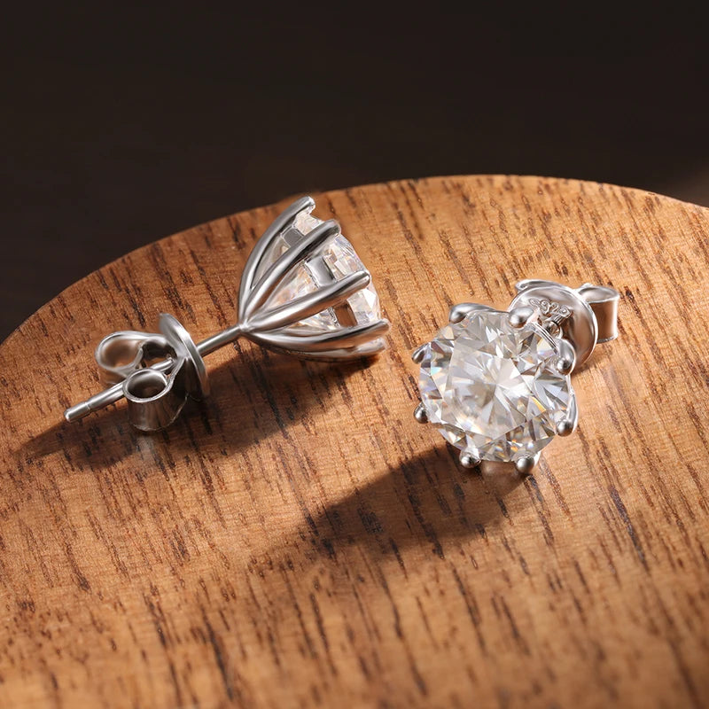 Moissanite Earring, S925 Sterling Sliver Plated 18k White Gold Earrings for Women