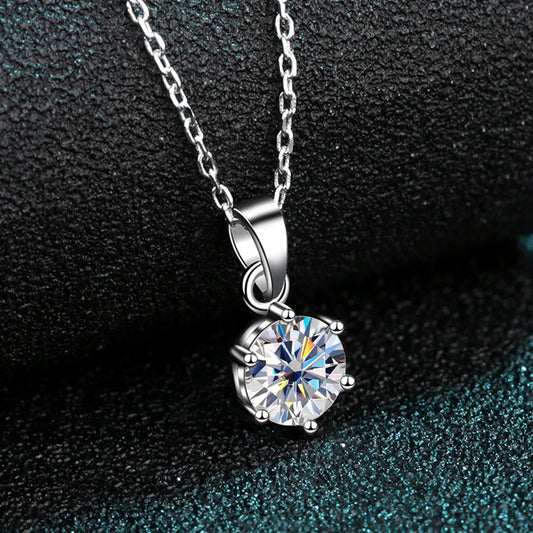 1CT 2CT Moissanite Necklace for Women, 925 Sterling Sliver Plated White Gold Diamond Necklace