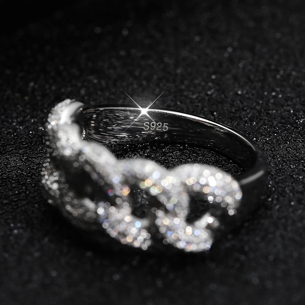 8mm Full Moissanite Cuban Ring | S925 Sterling Sliver Plated 18k Eternity Band