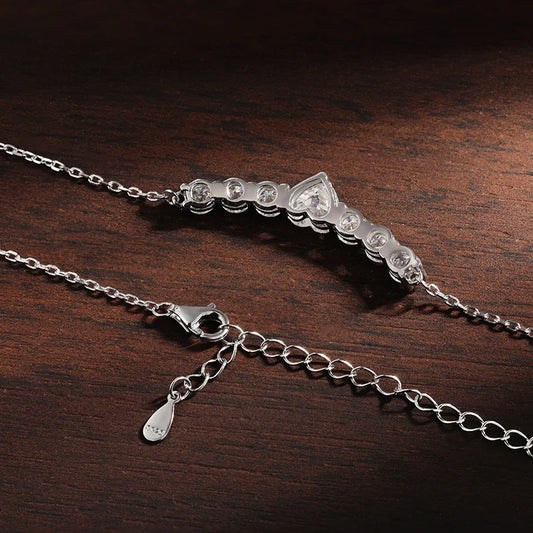 S925 Sterling Silver Moissanite Necklace, D Color VVS1 Lab Diamond Pendant Luxury Heart Necklace