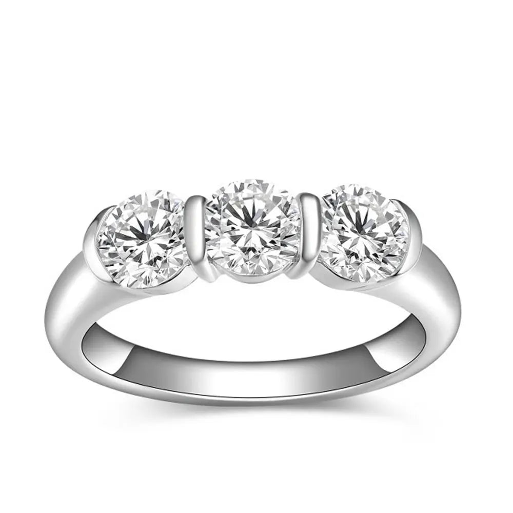 5mm Round Moissanite Ring | S925 Sterling Silver 18K White Gold Plated Ring for Women