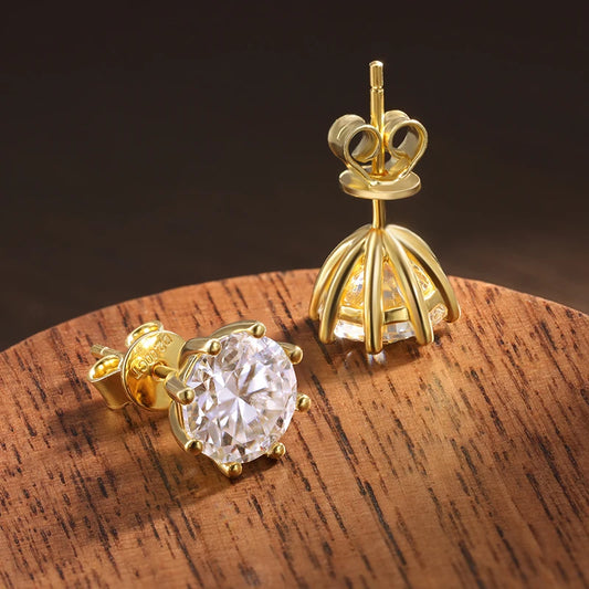 Moissanite Earring, S925 Sterling Sliver Plated 18k White Gold Earrings for Women