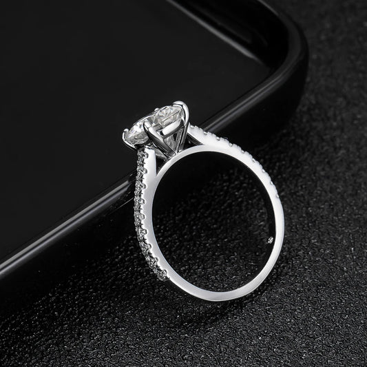 3CT D Color All Moissanite Ring, S925 Sliver Plated, 18k White Gold For Women