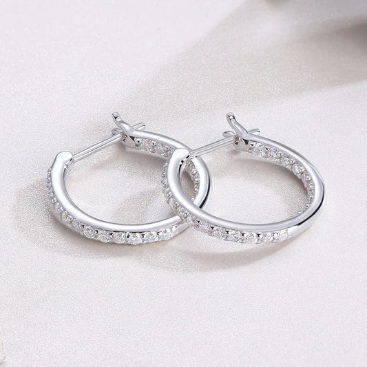 2mm Moissanite Earring, S925 Silver Plated 18k White Gold,  Wedding Hoop Earrings for Women