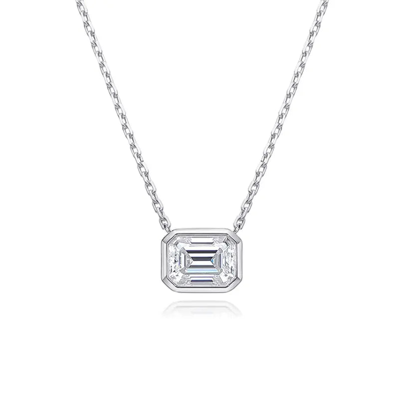 6*8mm 2CT Emerald Cut Moissanite Pendant Diamond, 100% S925 Sterling Silver Plated, 18k Gold Necklaces for Women