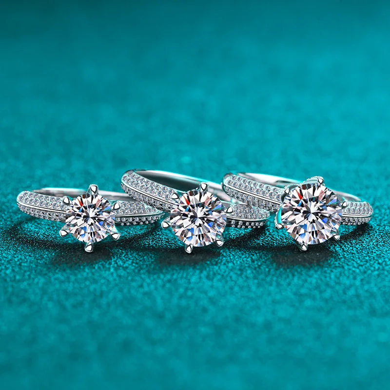 Moissanite Rings 2CT Sterling Silver D VVS1 Lab Diamond, Engagement Wedding Ring for Women