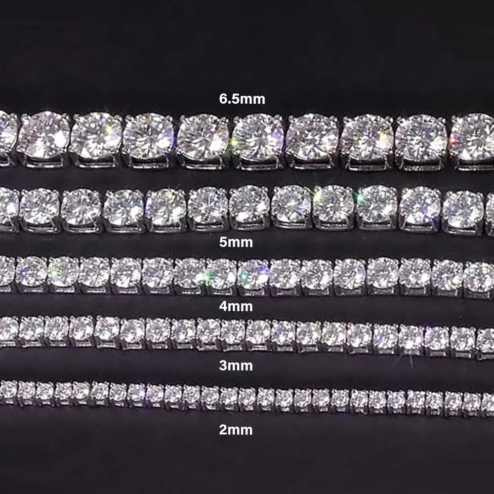 Moissanite Tennis Necklace 2/3/4/5/6.5mm | Solid 925 Sterling Silver Diamond Tennis Necklace for Women