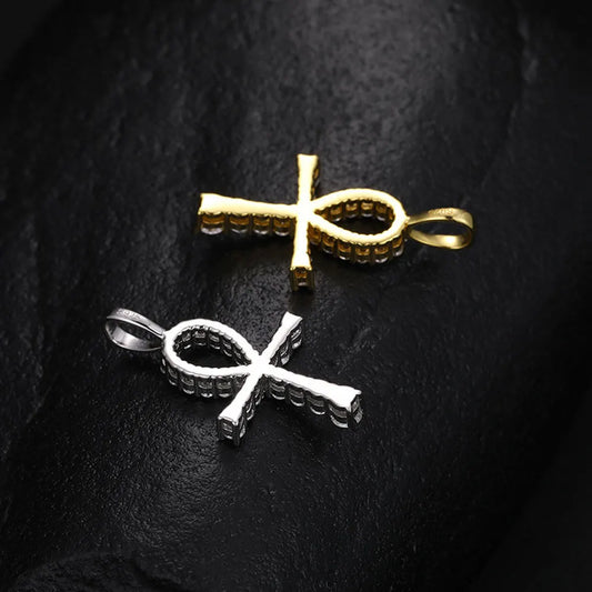 D VVS1 Moissanite Cross Pendant Necklace Full Diamond, Wedding Party Jewelry Rope Chain Necklaces for Women
