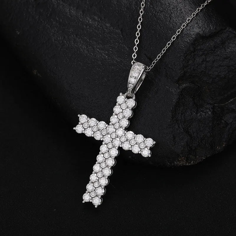 All Moissanite Cross Pendant Necklace | S925 Sliver Necklaces for Women