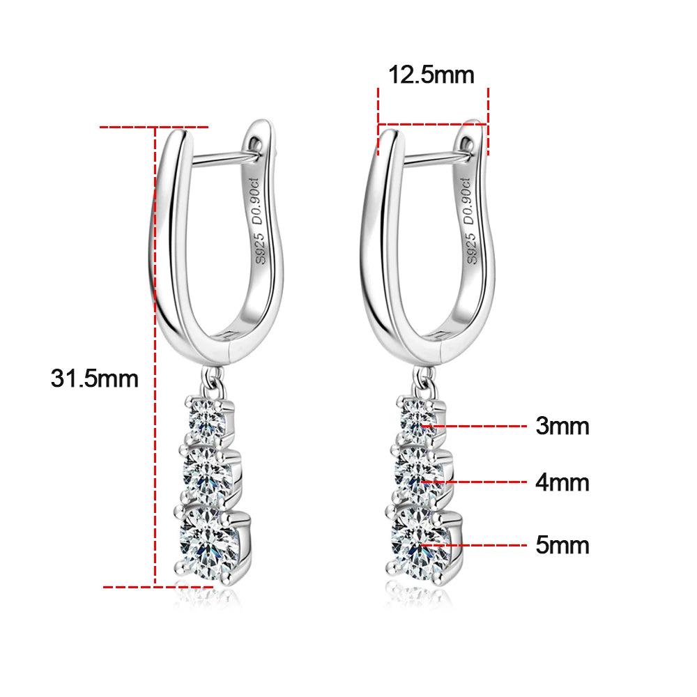 Full Moissanite Pendant Earrings for Women | S925 Sterling Sliver Earring