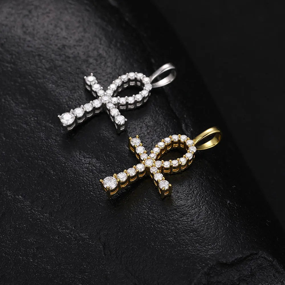D VVS1 Moissanite Cross Pendant Necklace Full Diamond, Wedding Party Jewelry Rope Chain Necklaces for Women