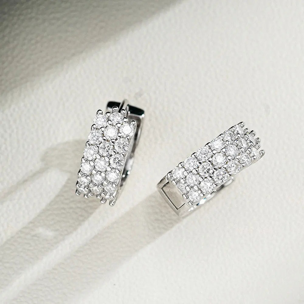 Moissanite Hoop Earrings for Women | S925 Sterling Silver Wedding Huggie Earrings