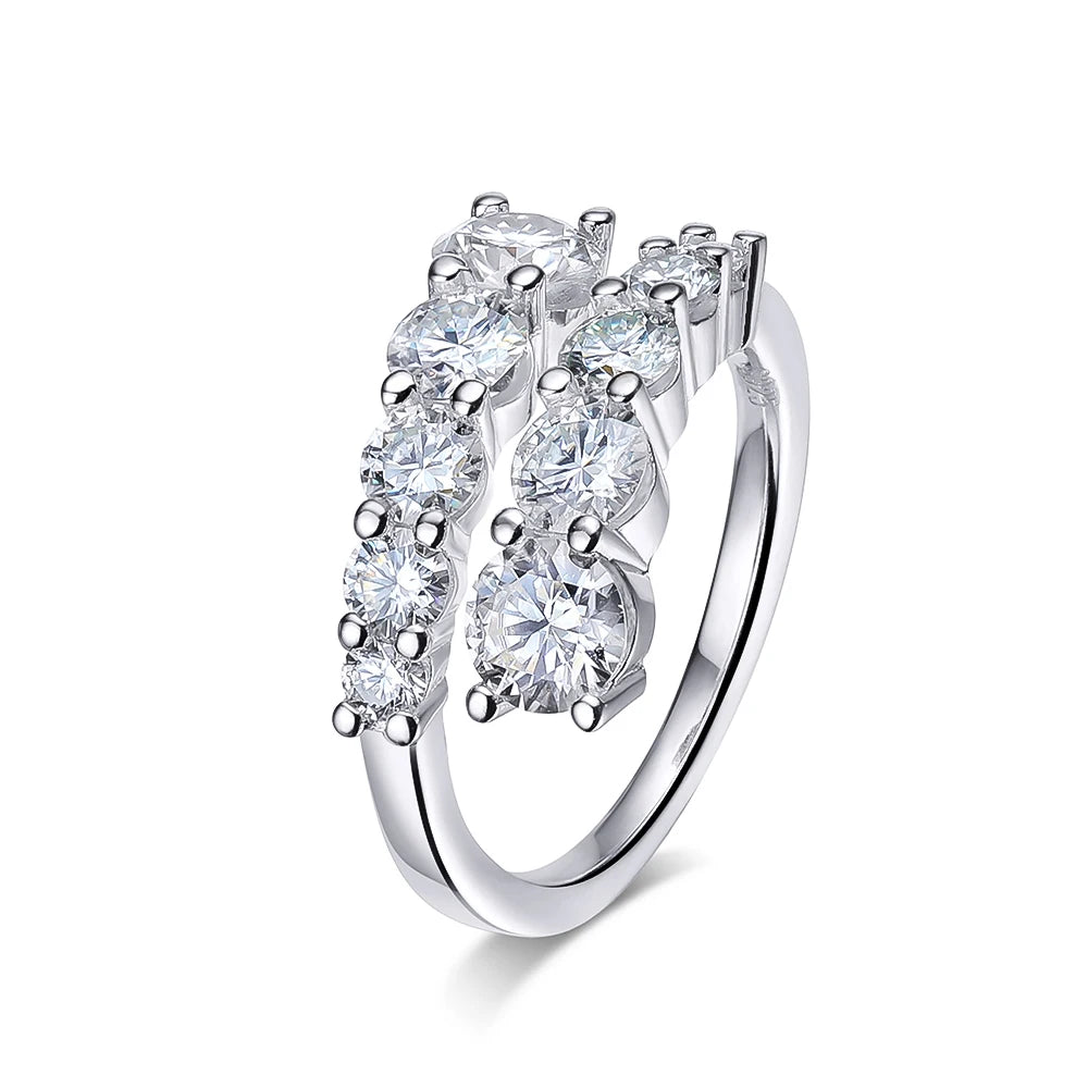 Sparkling Moissanite Diamond Band | Sterling Sliver Plated 18k Ring