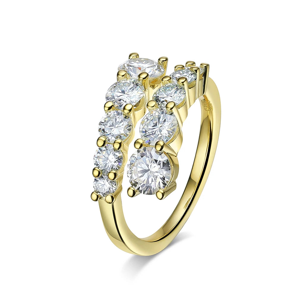 Sparkling Moissanite Diamond Band | Sterling Sliver Plated 18k Ring