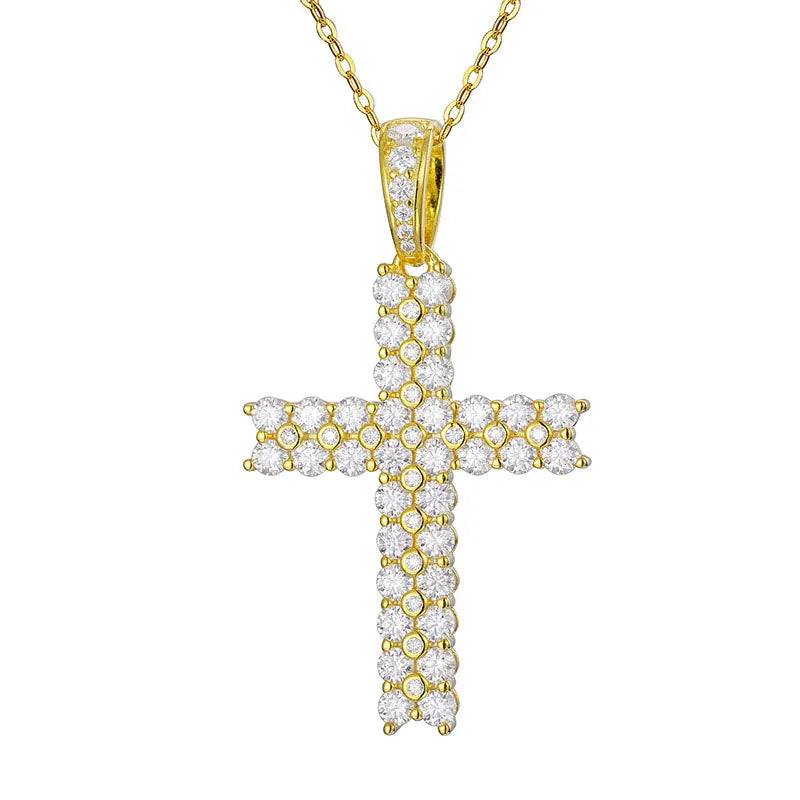 All Moissanite Cross Pendant Necklace | S925 Sliver Necklaces for Women