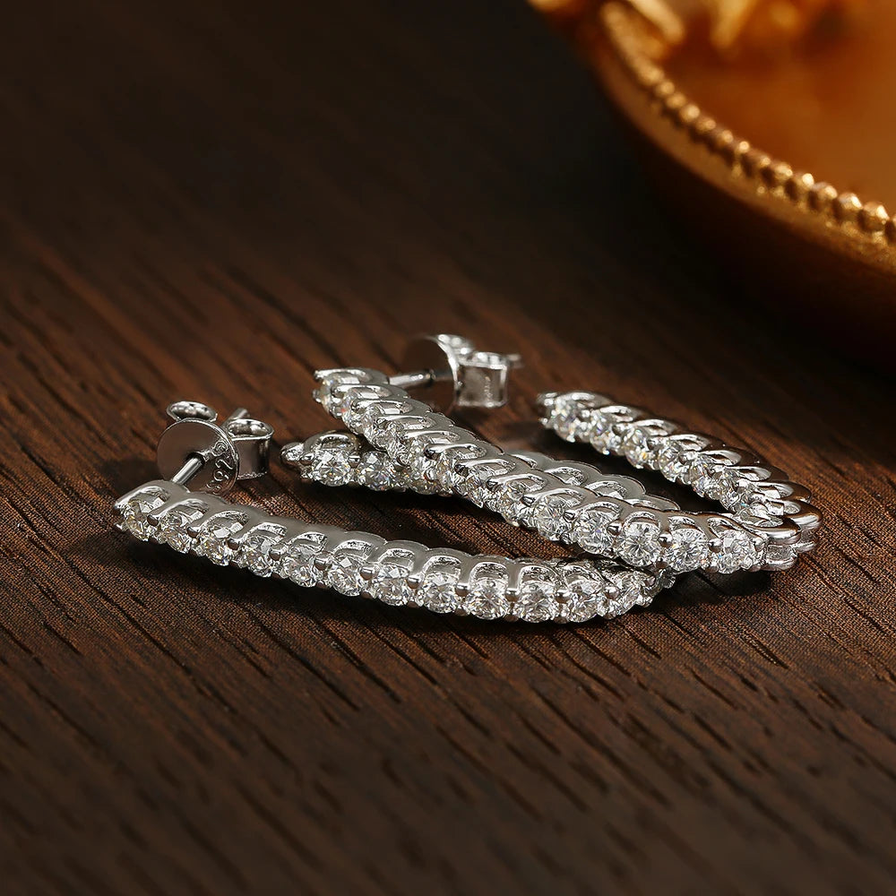 All Moissanite Earrings for Women, Luxury Earring Jewelry S925 Sterling Sliver Plated, 18k Gold Ear Stud