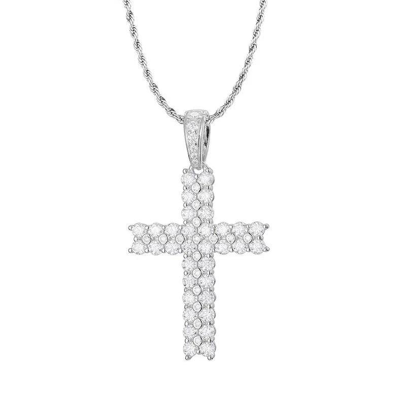 All Moissanite Cross Pendant Necklace | S925 Sliver Necklaces for Women