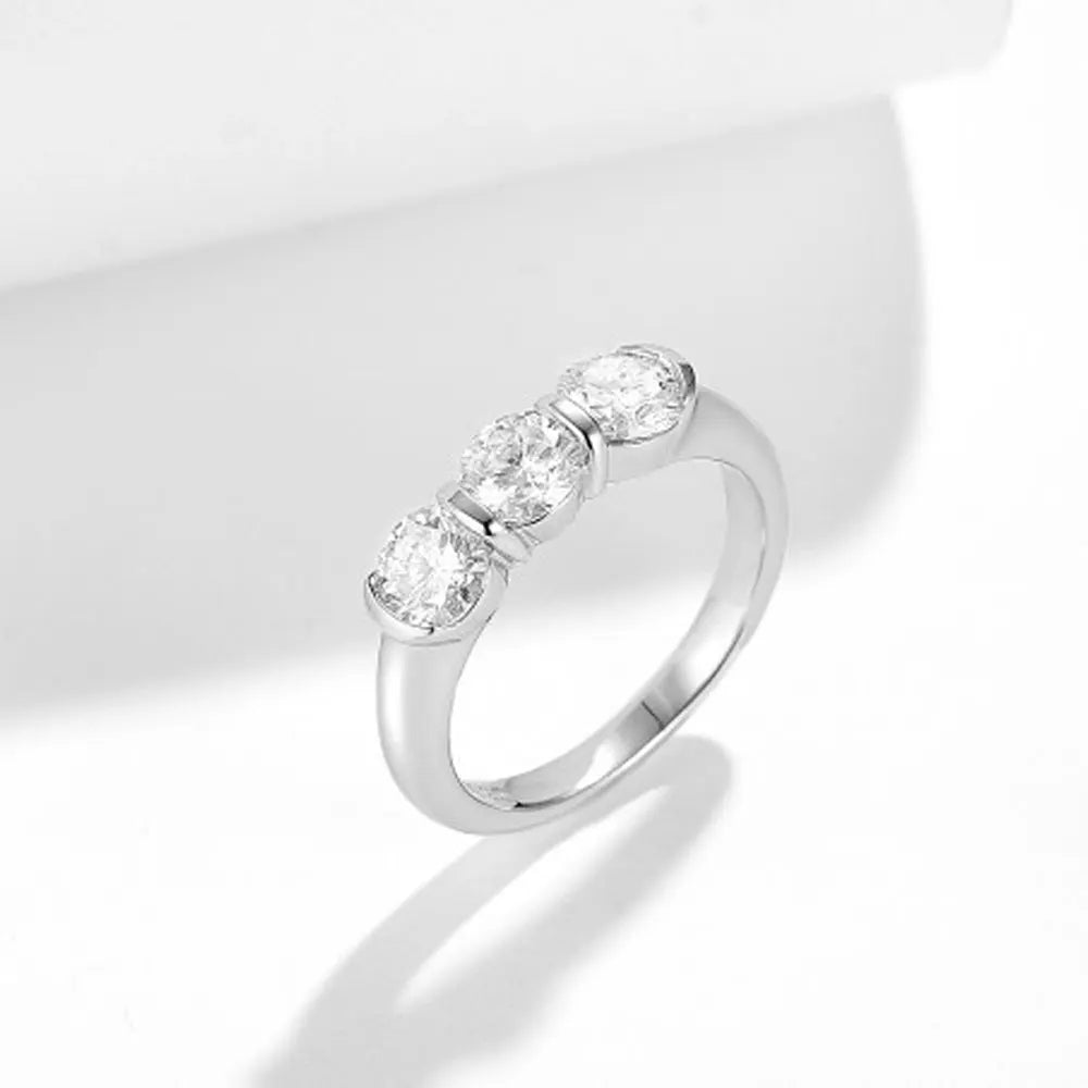 5mm Round Moissanite Ring | S925 Sterling Silver 18K White Gold Plated Ring for Women