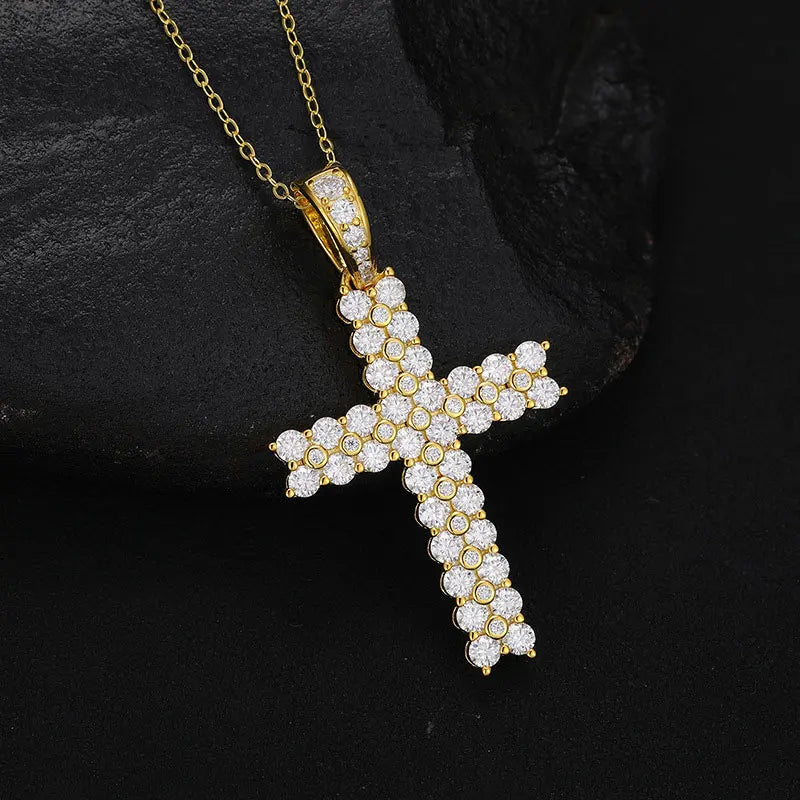 All Moissanite Cross Pendant Necklace | S925 Sliver Necklaces for Women