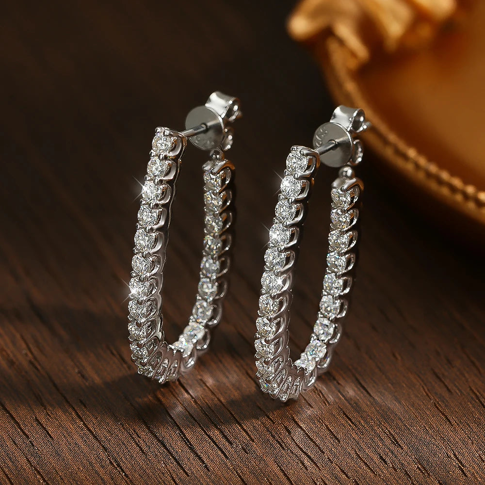 All Moissanite Earrings for Women, Luxury Earring Jewelry S925 Sterling Sliver Plated, 18k Gold Ear Stud