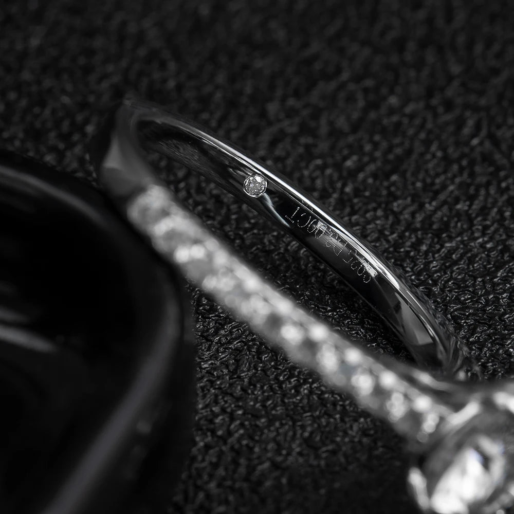 3CT D Color All Moissanite Ring, S925 Sliver Plated, 18k White Gold For Women