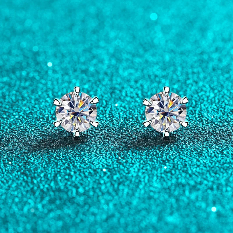1ct Moissanite Earrings for Women | S925 Sterling Sliver Plated 18k White Gold Stud Earring