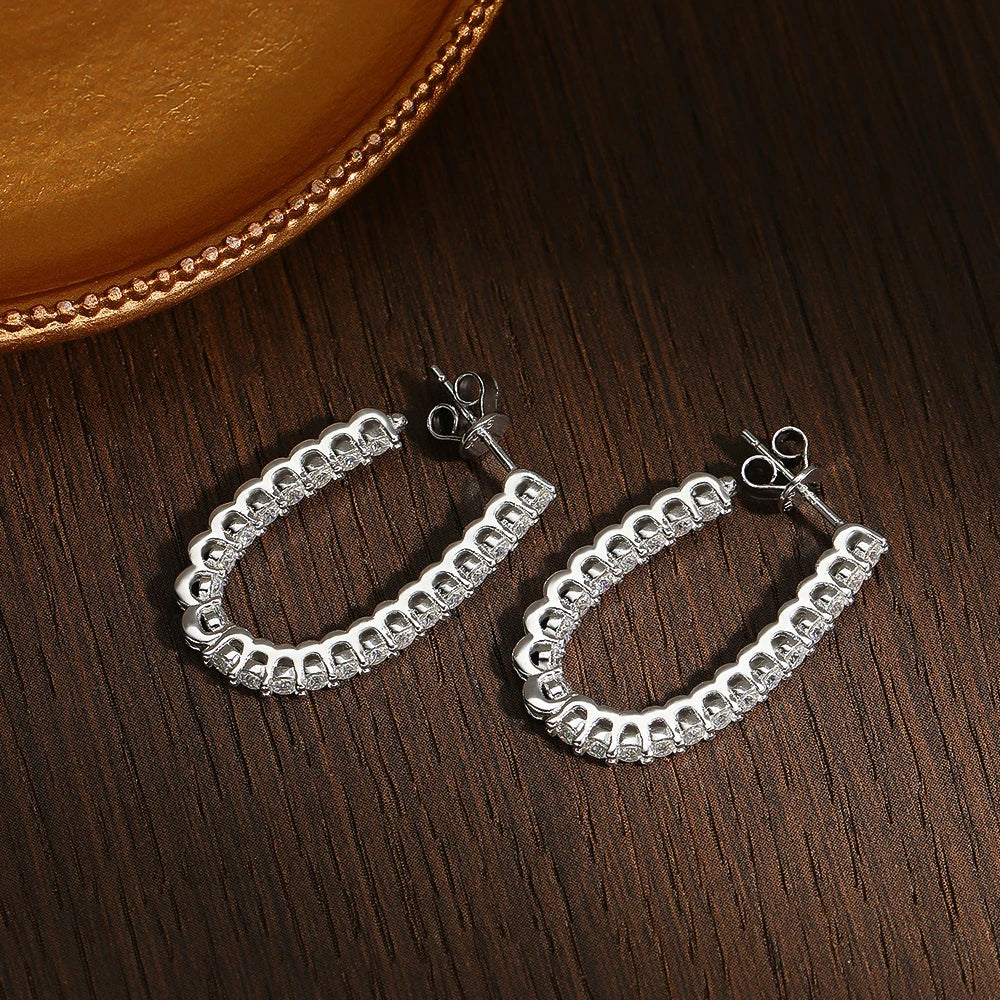 All Moissanite Earrings for Women, Luxury Earring Jewelry S925 Sterling Sliver Plated, 18k Gold Ear Stud