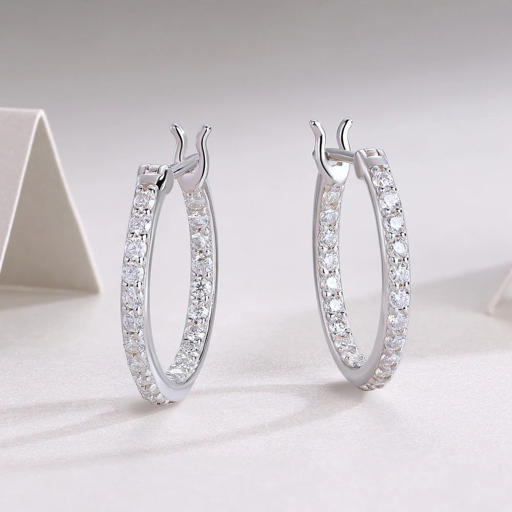 2mm Moissanite Earring, S925 Silver Plated 18k White Gold,  Wedding Hoop Earrings for Women