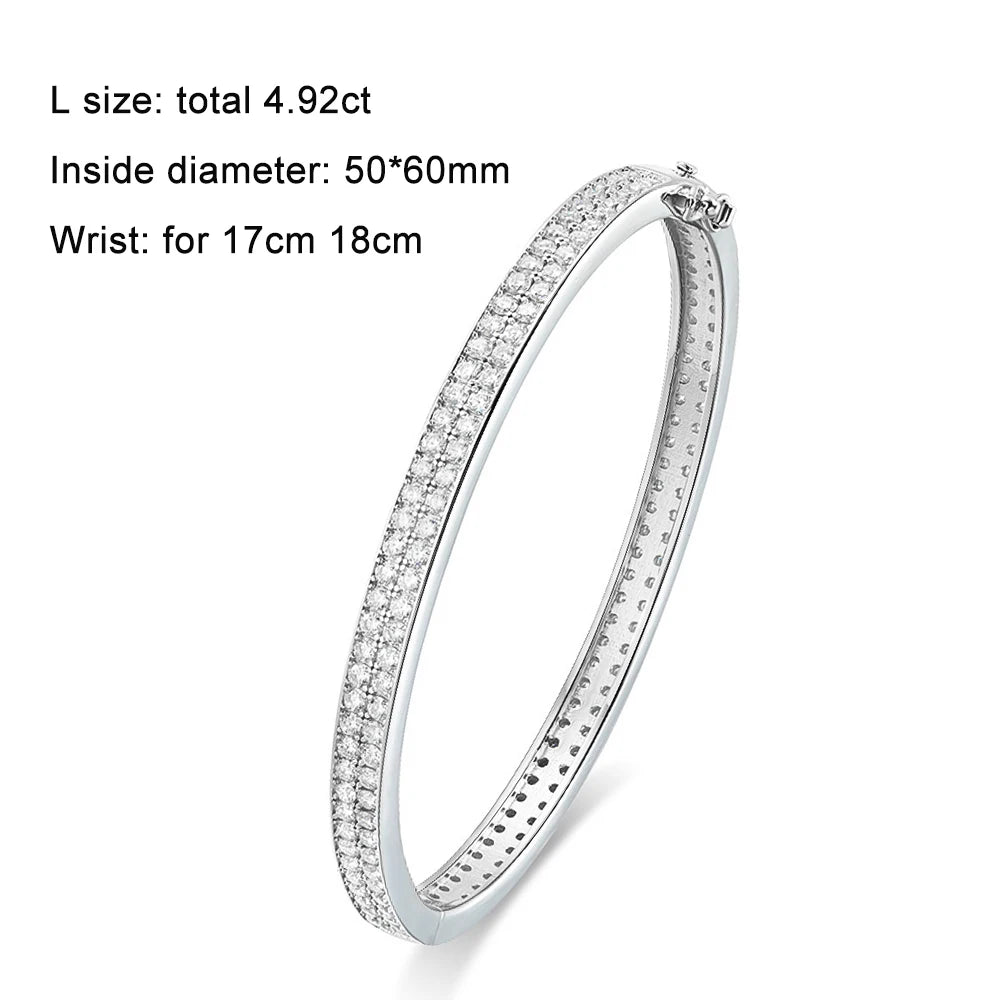 Moissanite Bangle Bracelets For Women | Full Diamond Elegant Classic S925 Sterling Silver
