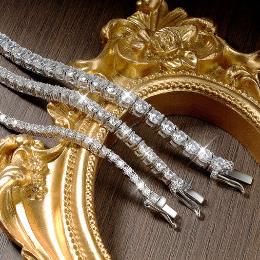 Moissanite Tennis Necklace 2/3/4/5/6.5mm | Solid 925 Sterling Silver Diamond Tennis Necklace for Women