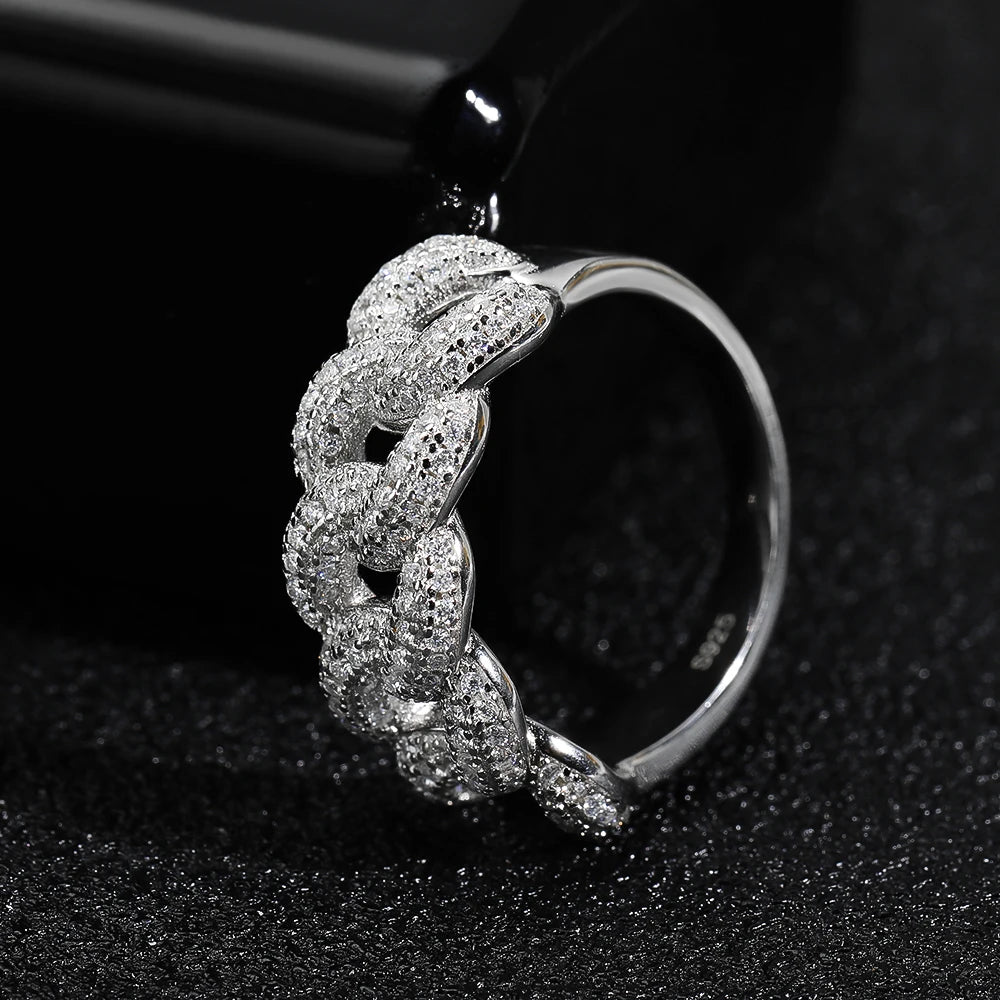 8mm Full Moissanite Cuban Ring | S925 Sterling Sliver Plated 18k Eternity Band