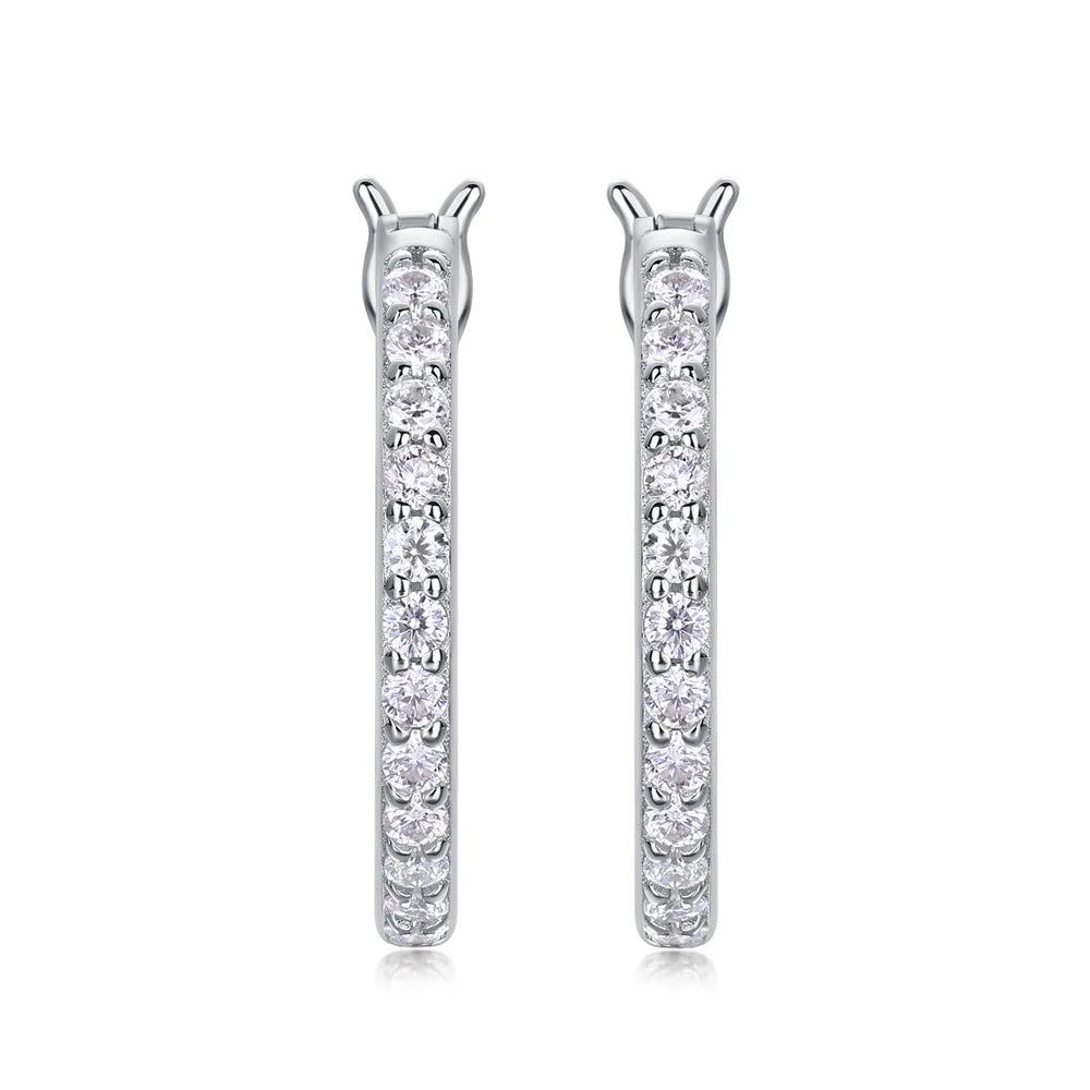 2mm Moissanite Earring, S925 Silver Plated 18k White Gold,  Wedding Hoop Earrings for Women