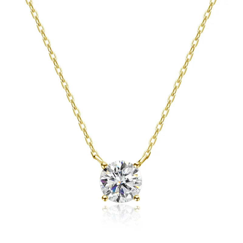 Moissanite Necklace for Women  | Solitaire Pendant S925 Silver Plated 18k Dainty Necklace