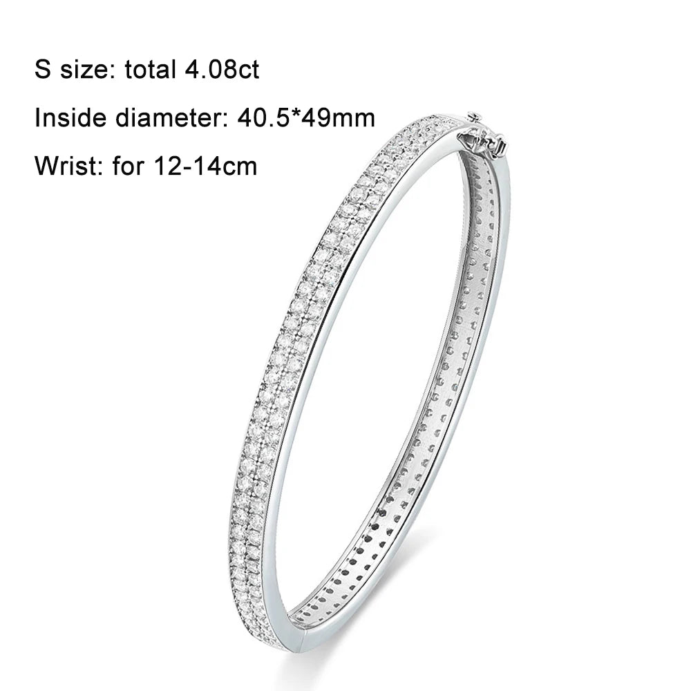 Moissanite Bangle Bracelets For Women | Full Diamond Elegant Classic S925 Sterling Silver