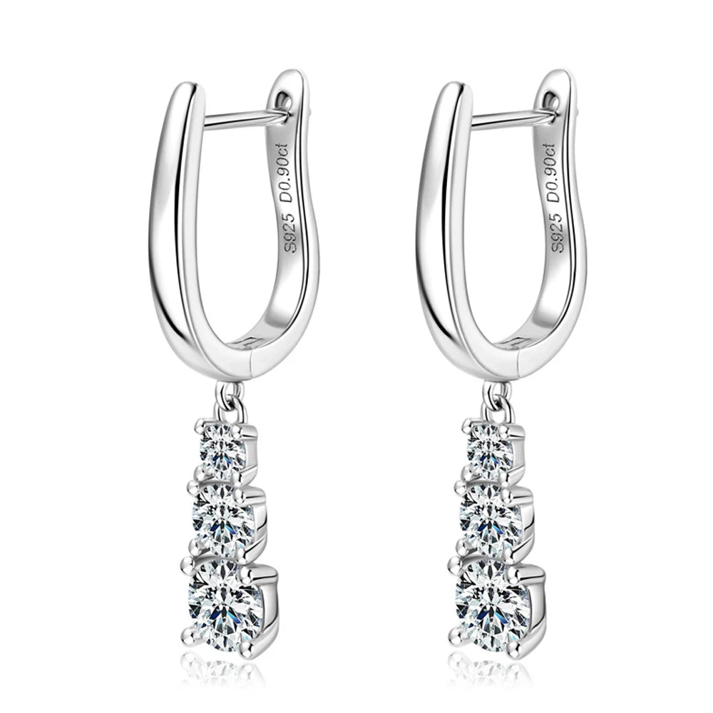 Full Moissanite Pendant Earrings for Women | S925 Sterling Sliver Earring