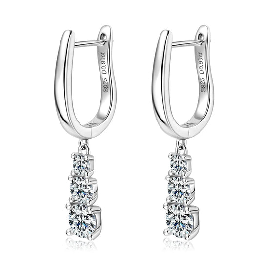 Full Moissanite Pendant Earrings for Women | S925 Sterling Sliver Earring