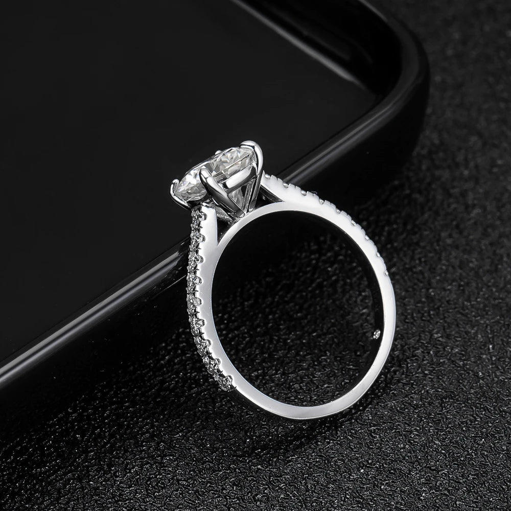 3CT D Color All Moissanite Ring, S925 Sliver Plated, 18k White Gold For Women
