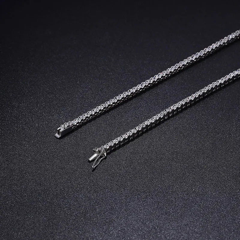 2.5mm Moissanite Tennis Necklace | Full Diamonds Pendant with GRA Certificate S925 | Sterling Silver Jewelry for Women