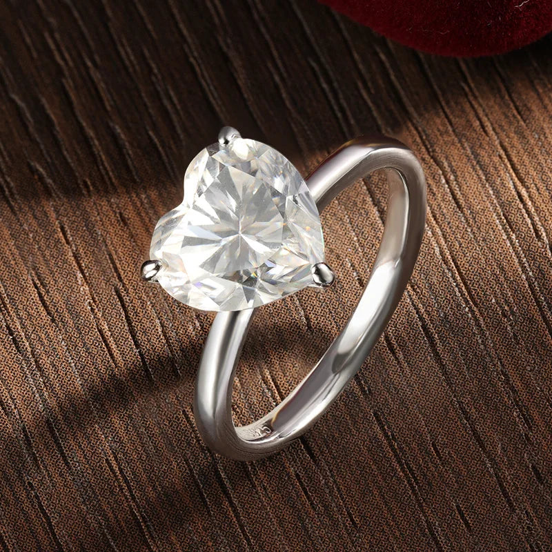 4ct Heart Moissanite Ring | S925 Silver Plated 18k Ring for Women