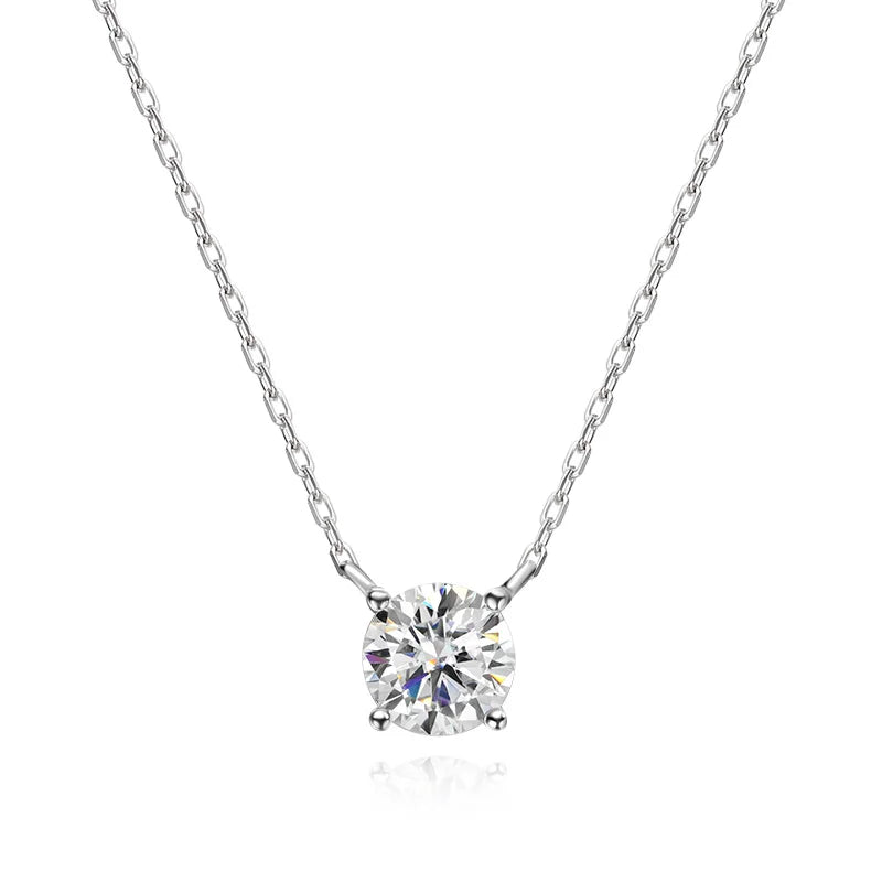 Moissanite Necklace for Women  | Solitaire Pendant S925 Silver Plated 18k Dainty Necklace