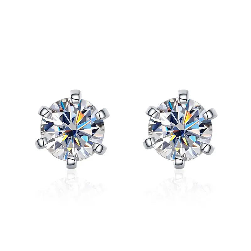 1ct Moissanite Earrings for Women | S925 Sterling Sliver Plated 18k White Gold Stud Earring