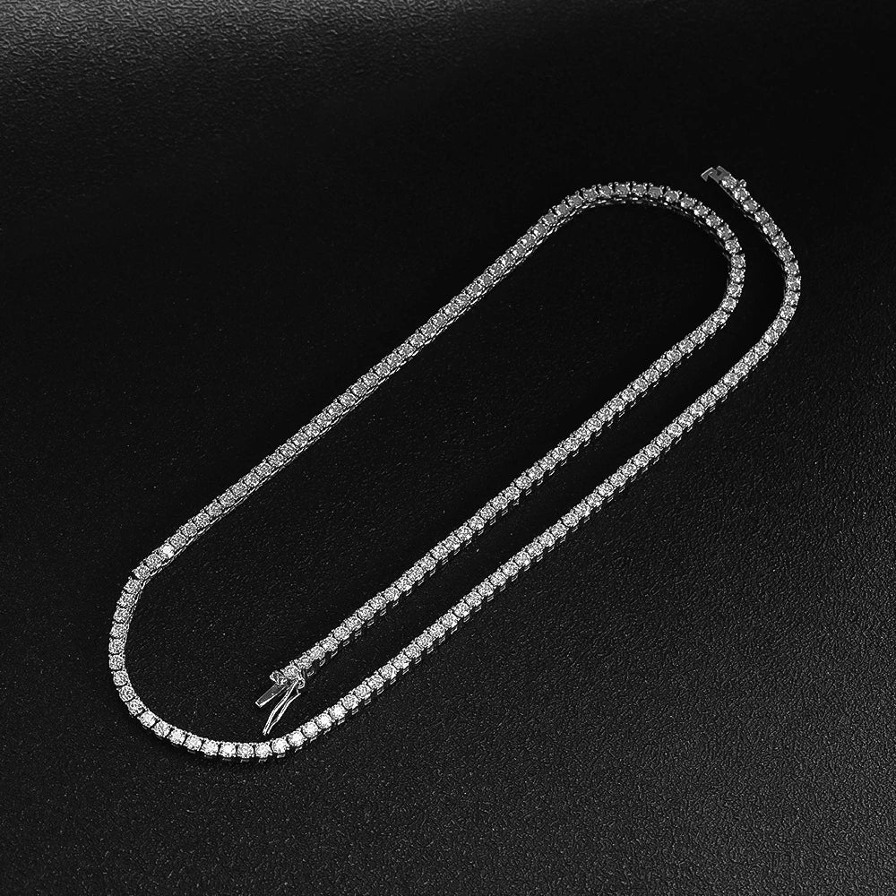 2.5mm Moissanite Tennis Necklace | Full Diamonds Pendant with GRA Certificate S925 | Sterling Silver Jewelry for Women