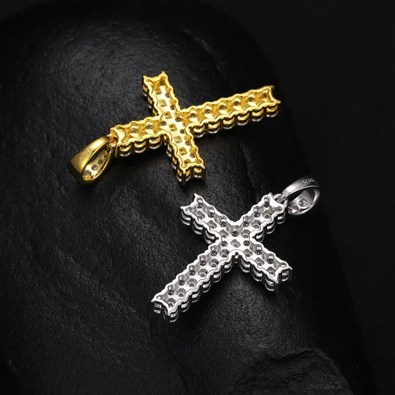 All Moissanite Cross Pendant Necklace | S925 Sliver Necklaces for Women