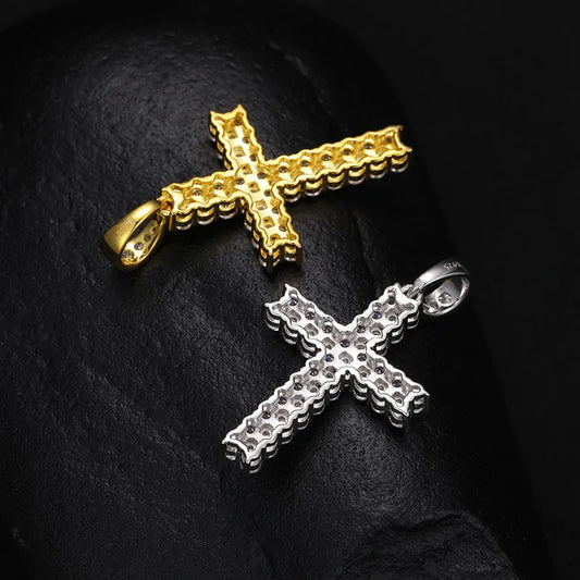 All Moissanite Cross Pendant Necklace | S925 Sliver Necklaces for Women