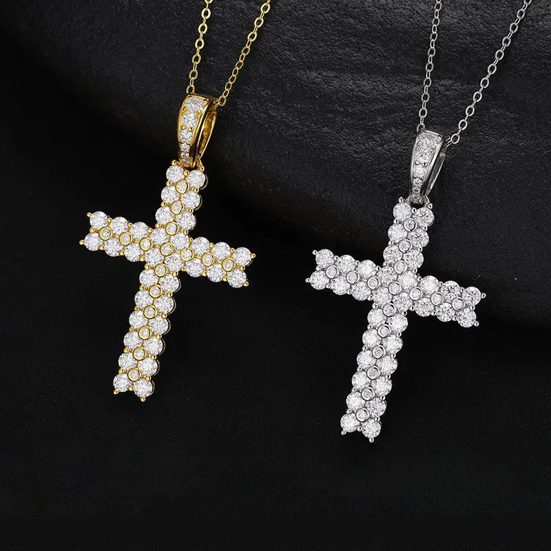 All Moissanite Cross Pendant Necklace | S925 Sliver Necklaces for Women