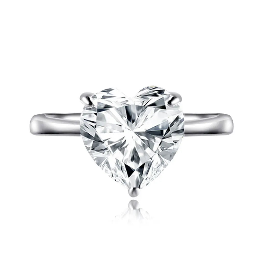 4ct Heart Moissanite Ring | S925 Silver Plated 18k Ring for Women