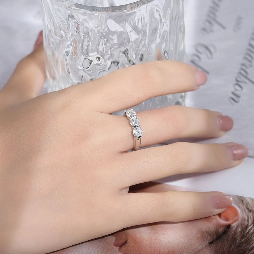 5mm Round Moissanite Ring | S925 Sterling Silver 18K White Gold Plated Ring for Women