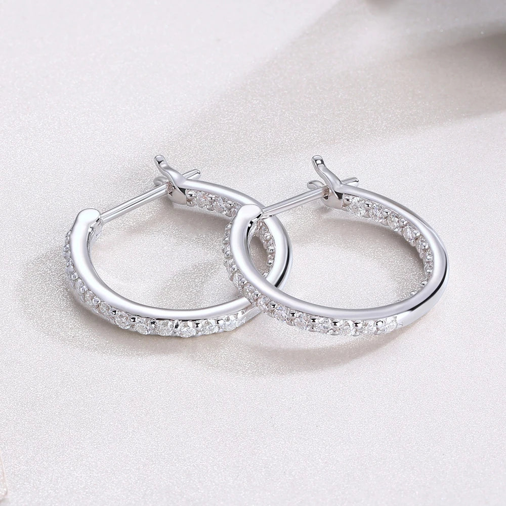 2mm Moissanite Earring, S925 Silver Plated 18k White Gold,  Wedding Hoop Earrings for Women